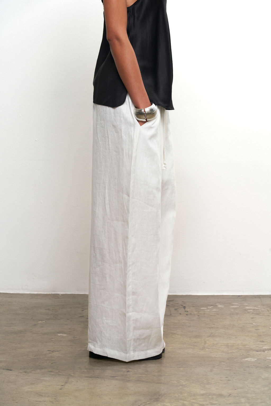 Linen Wide Leg Pant - White