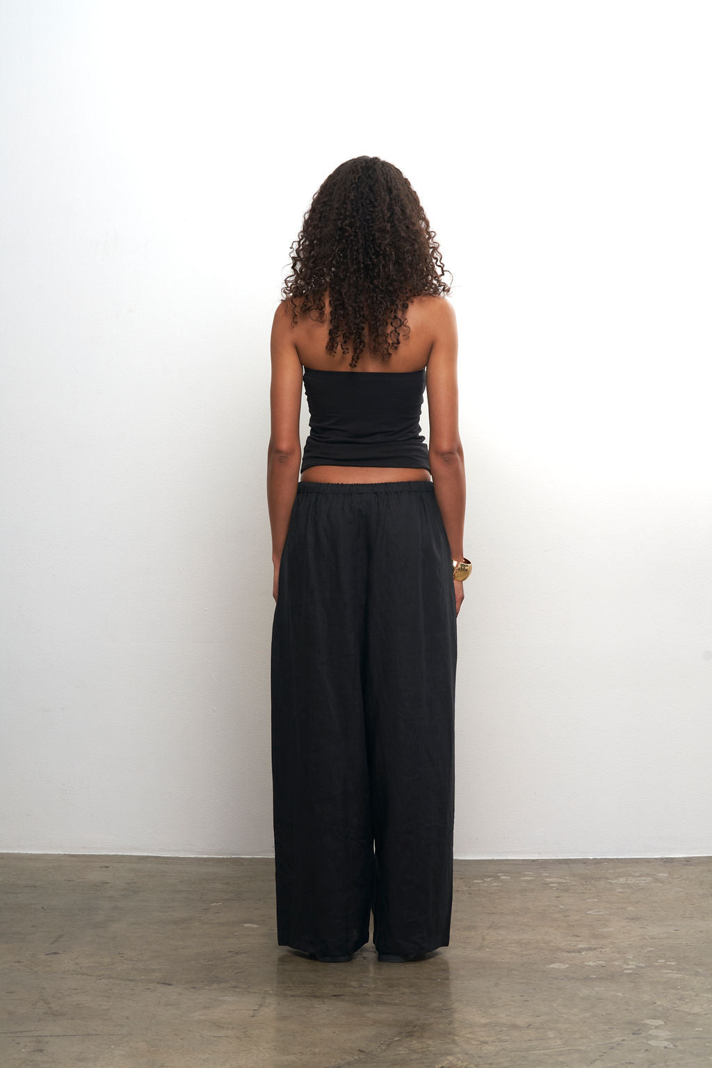 Linen Wide Leg Pant - Black