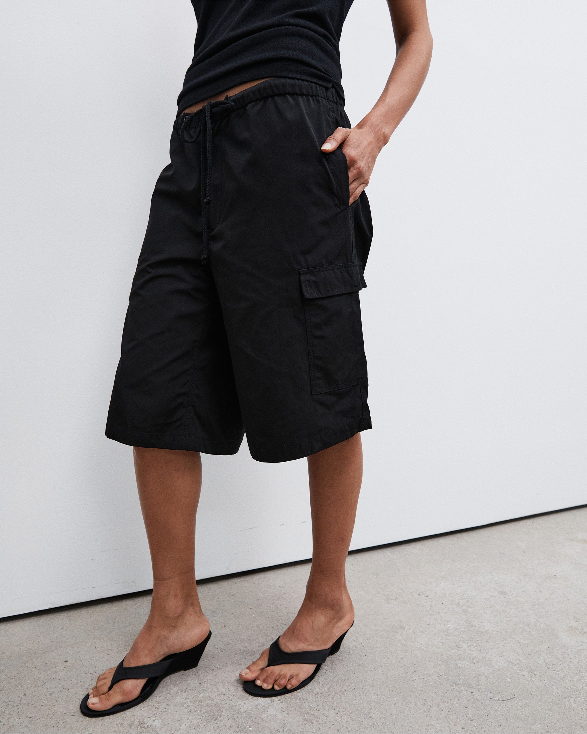 Bermuda Parachute Shorts - Black