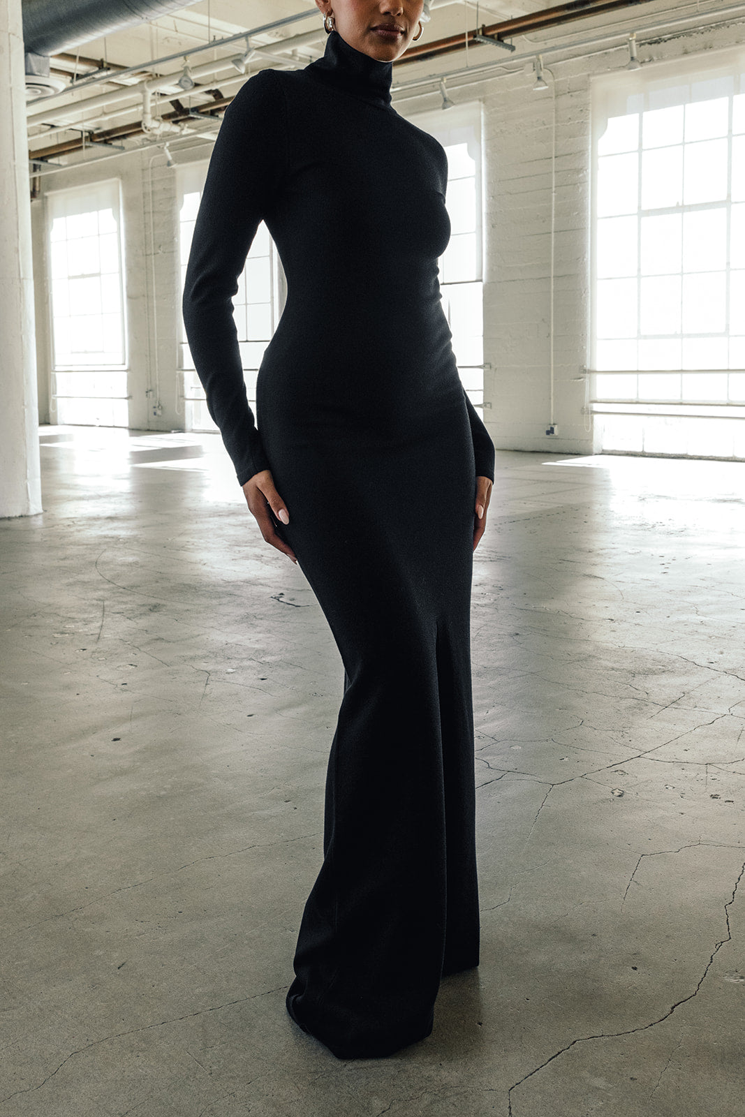 Formal Sleeveless Turtleneck Dress Viscose Bodycon Maxi Dress Long Sleeve Thumb-Hole, Fall Boho Style Formal Sleeveless Turtleneck Dress Viscose Bodycon Maxi Dress Long Sleeve Thumb-Hole, Fall Boho Style