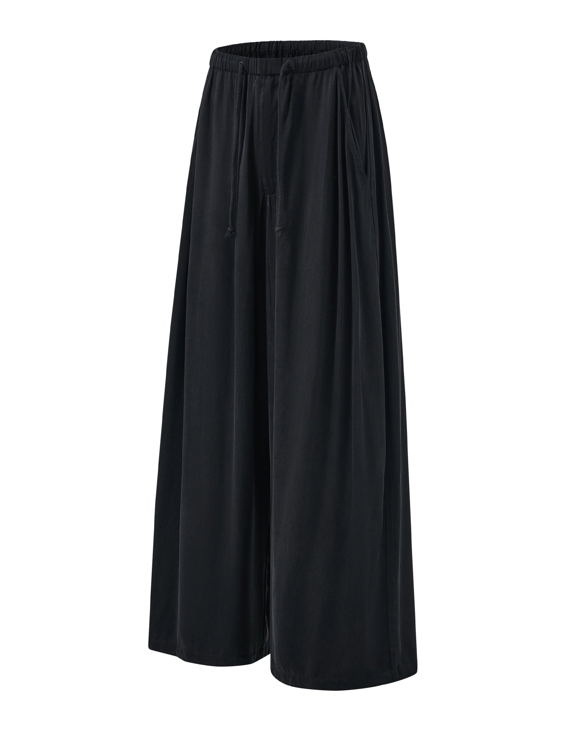 Cupro Wide Leg Pant - Black