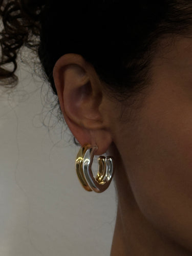 ABSTRACT TEXTURED HOOPS - SILVER