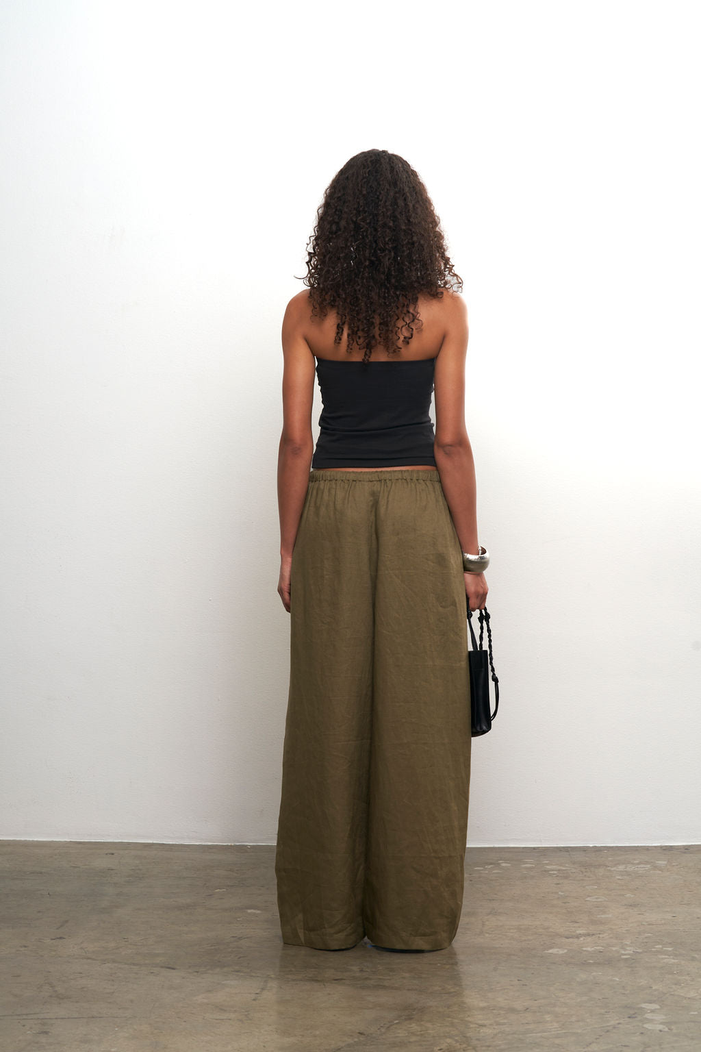 Linen Wide Leg Pant - Moss