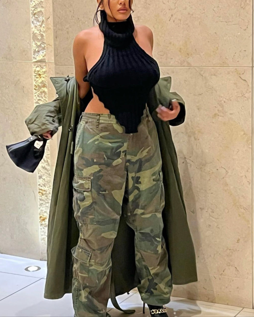 Camo Distressed Cargo Pant