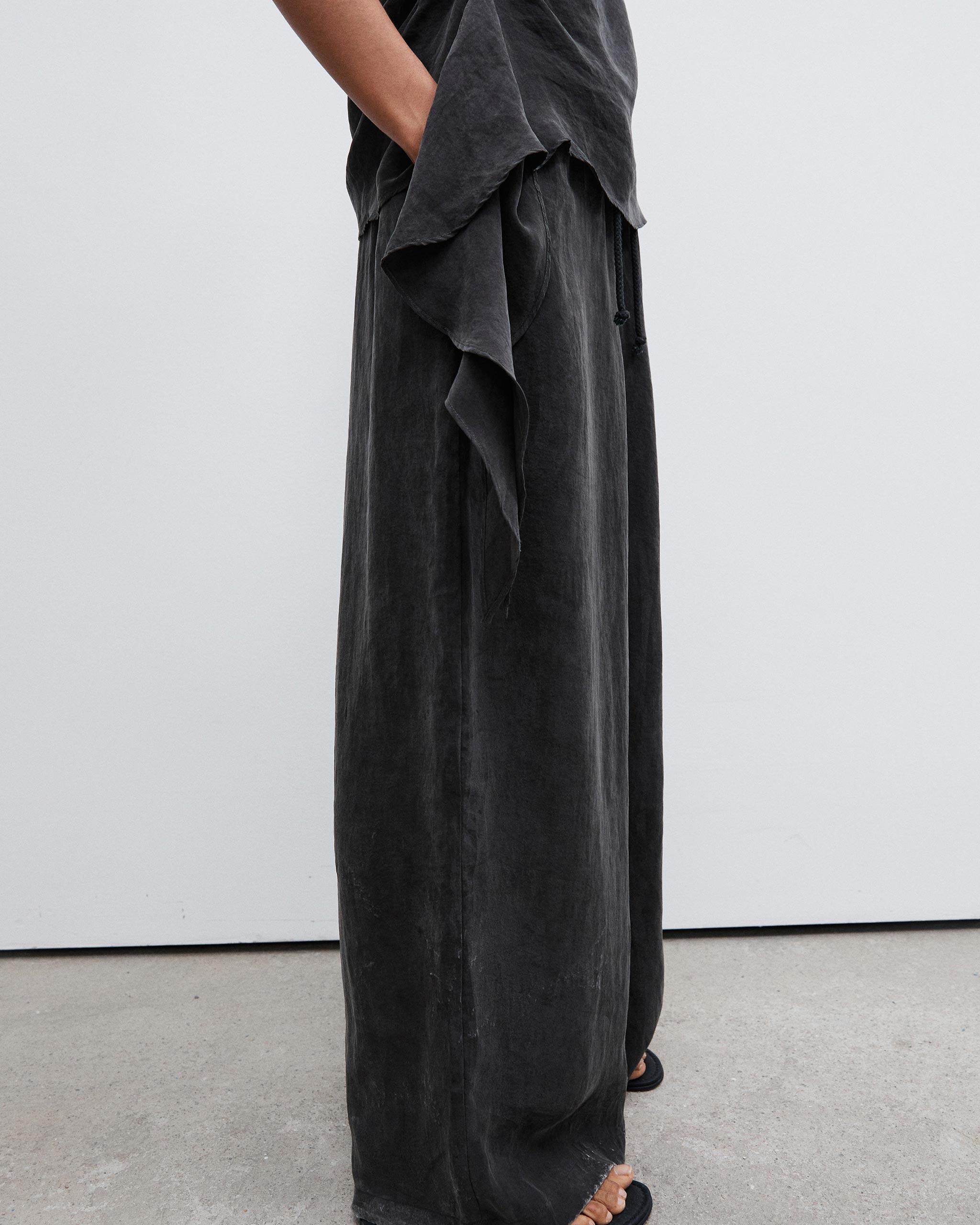 Cupro Wide Leg Pant - Ash Taupe
