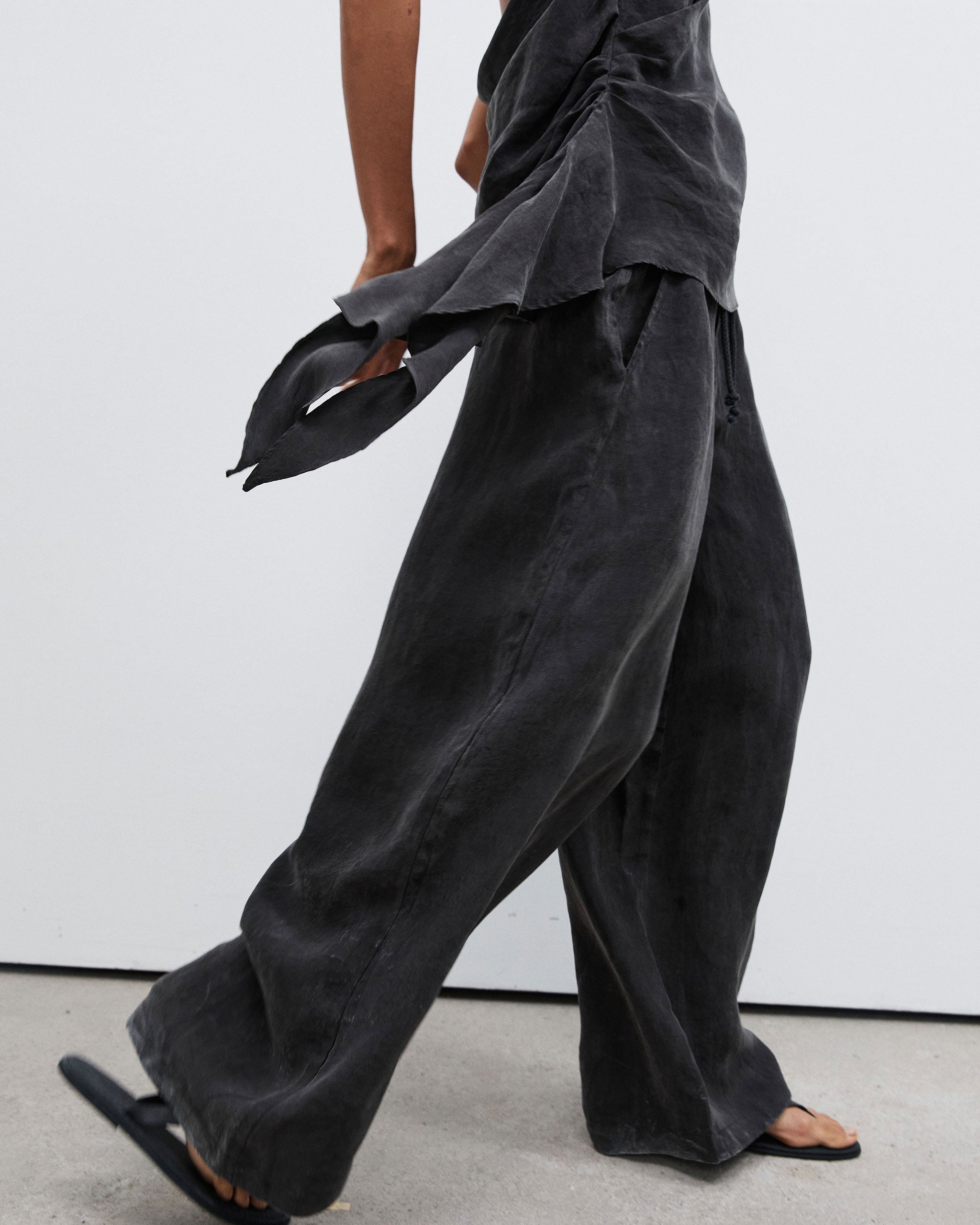 Cupro Wide Leg Pant - Ash Taupe
