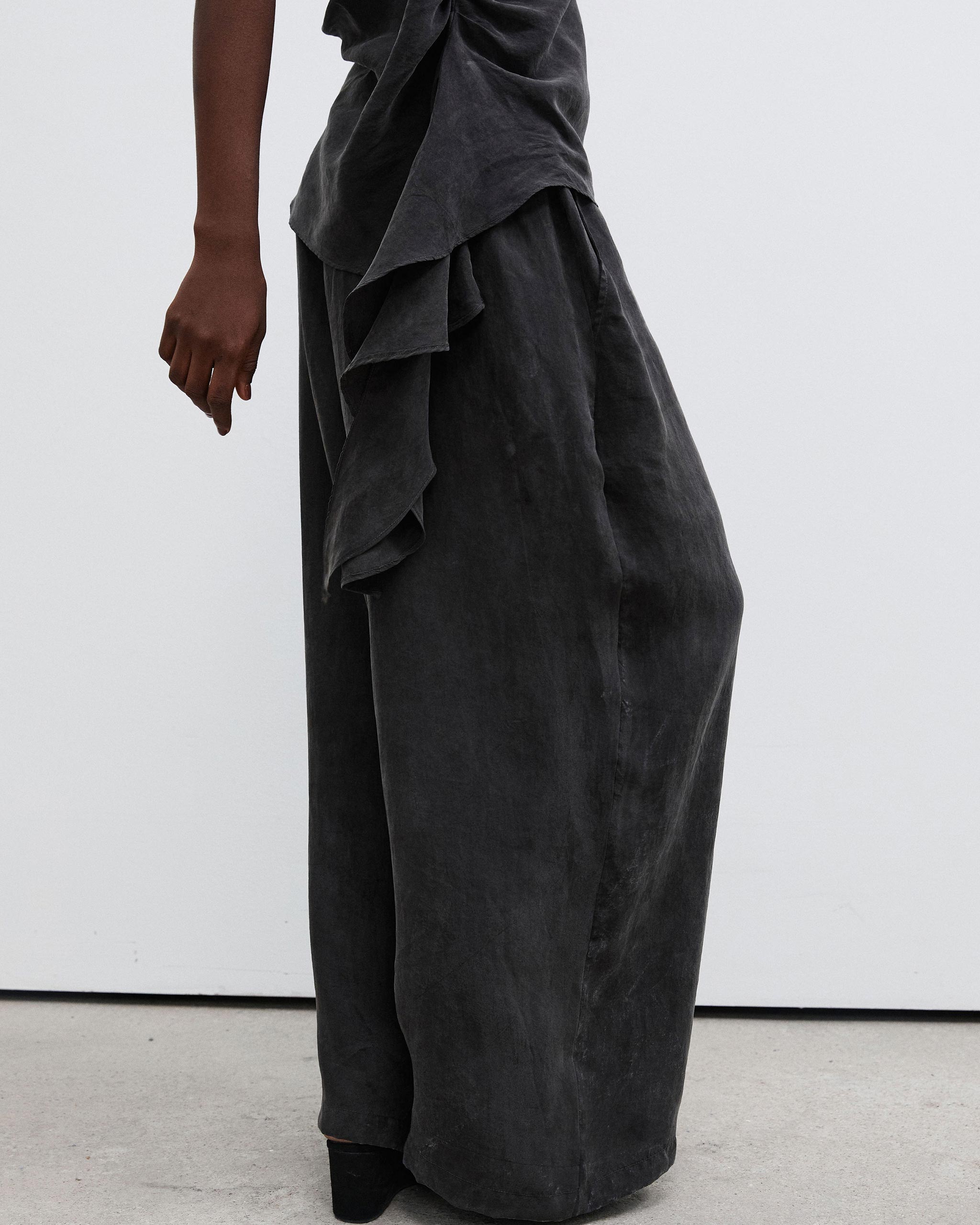 Cupro Wide Leg Pant - Ash Taupe