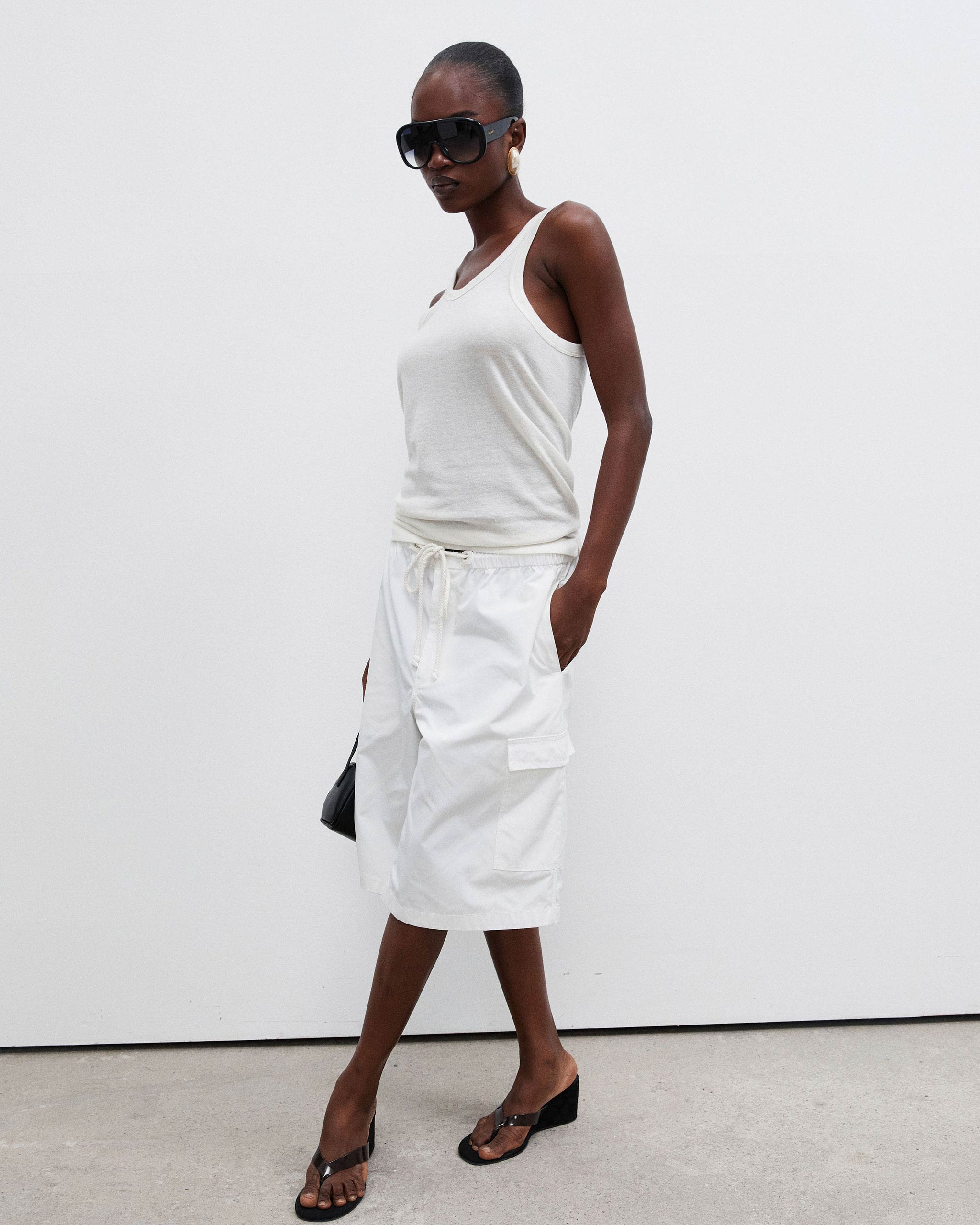 Bermuda Parachute Shorts - White