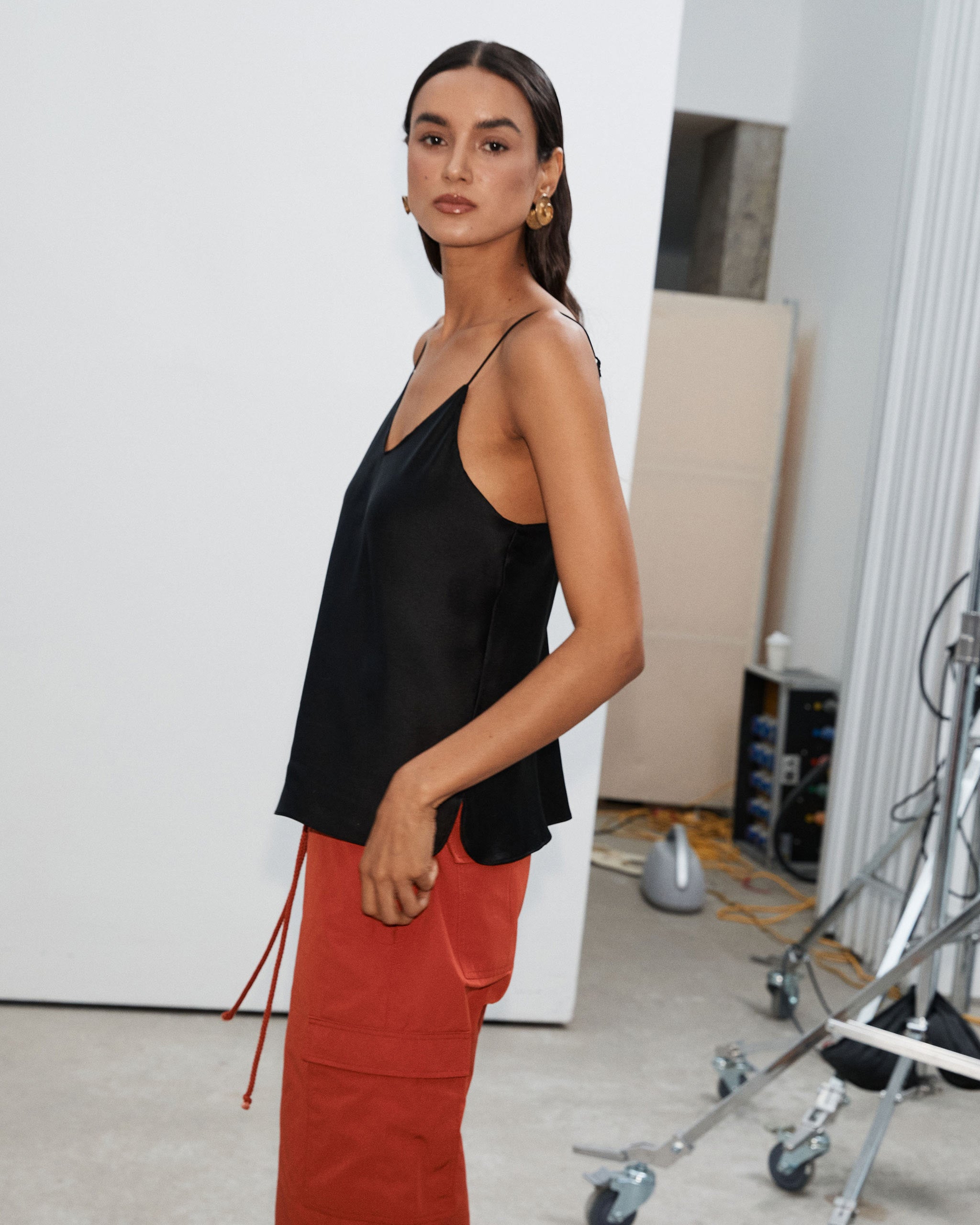 100% Silk Cami - Black